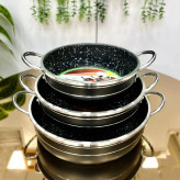 سه تابه دو دسته طرح چدن گرانیت(چکشی) مافارون