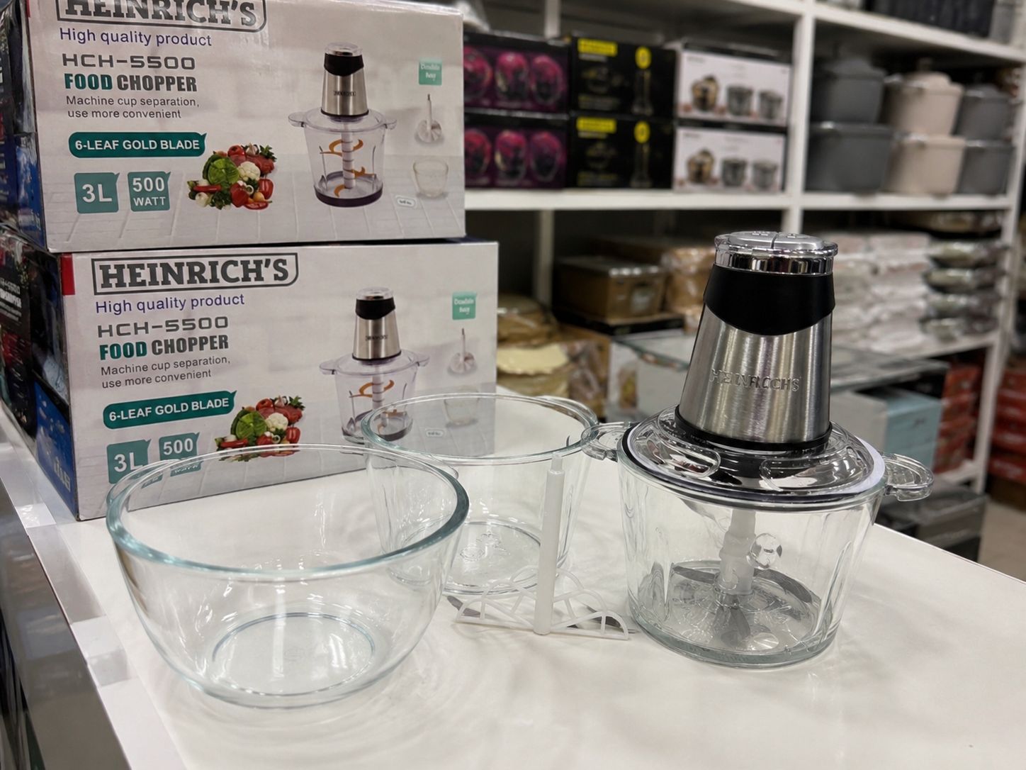 خردکن حرفه‌ای ۳ لیتری هنریچ Heinrich's HCH-5500 | موتور ۵۰۰ وات و تیغه ۶ پره طلایی